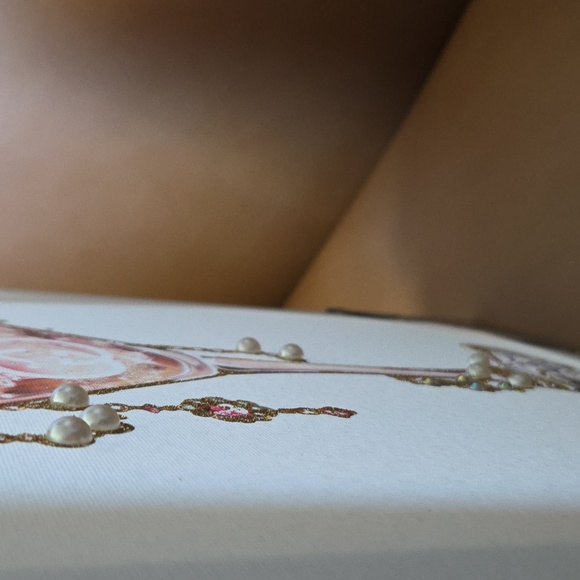 Pink Martini Glass Art with Pearls - Picture 2 of 4